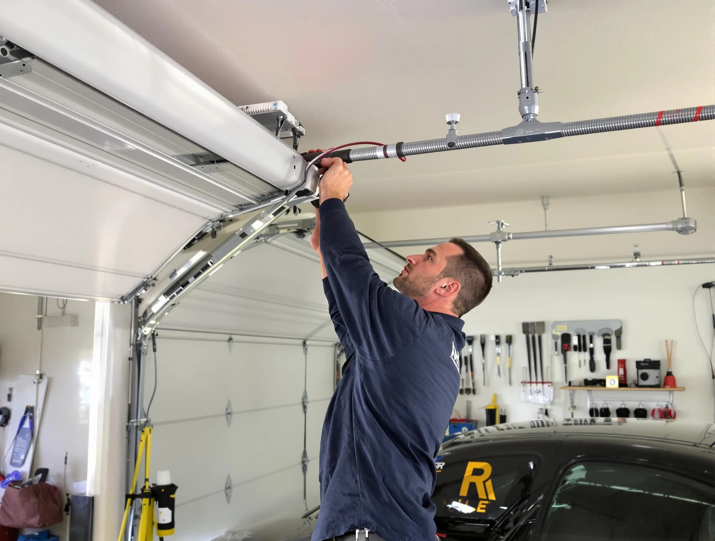 Johns Creek Garage Door Repair technician performing garage door cable repair in Johns Creek