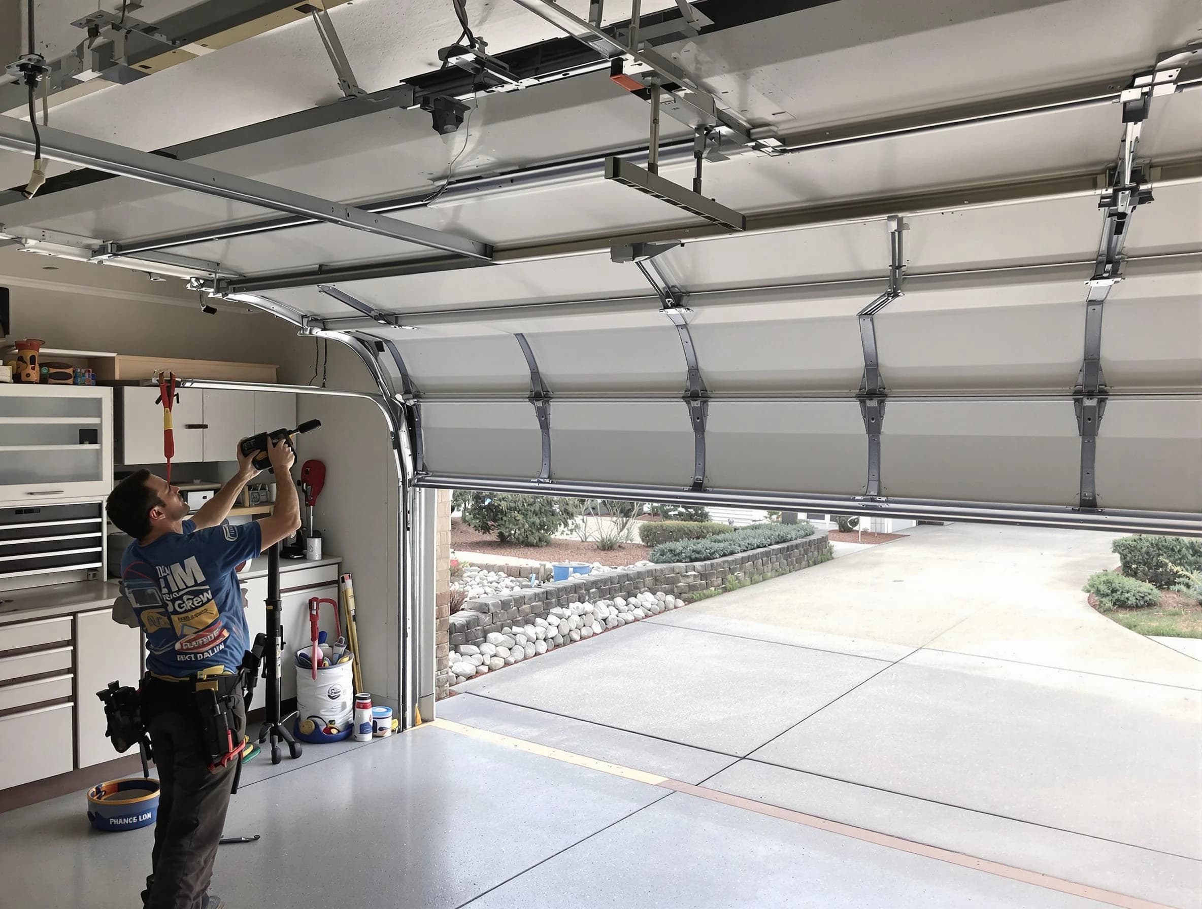 Garage door track repair service by Johns Creek Garage Door Repair in Johns Creek