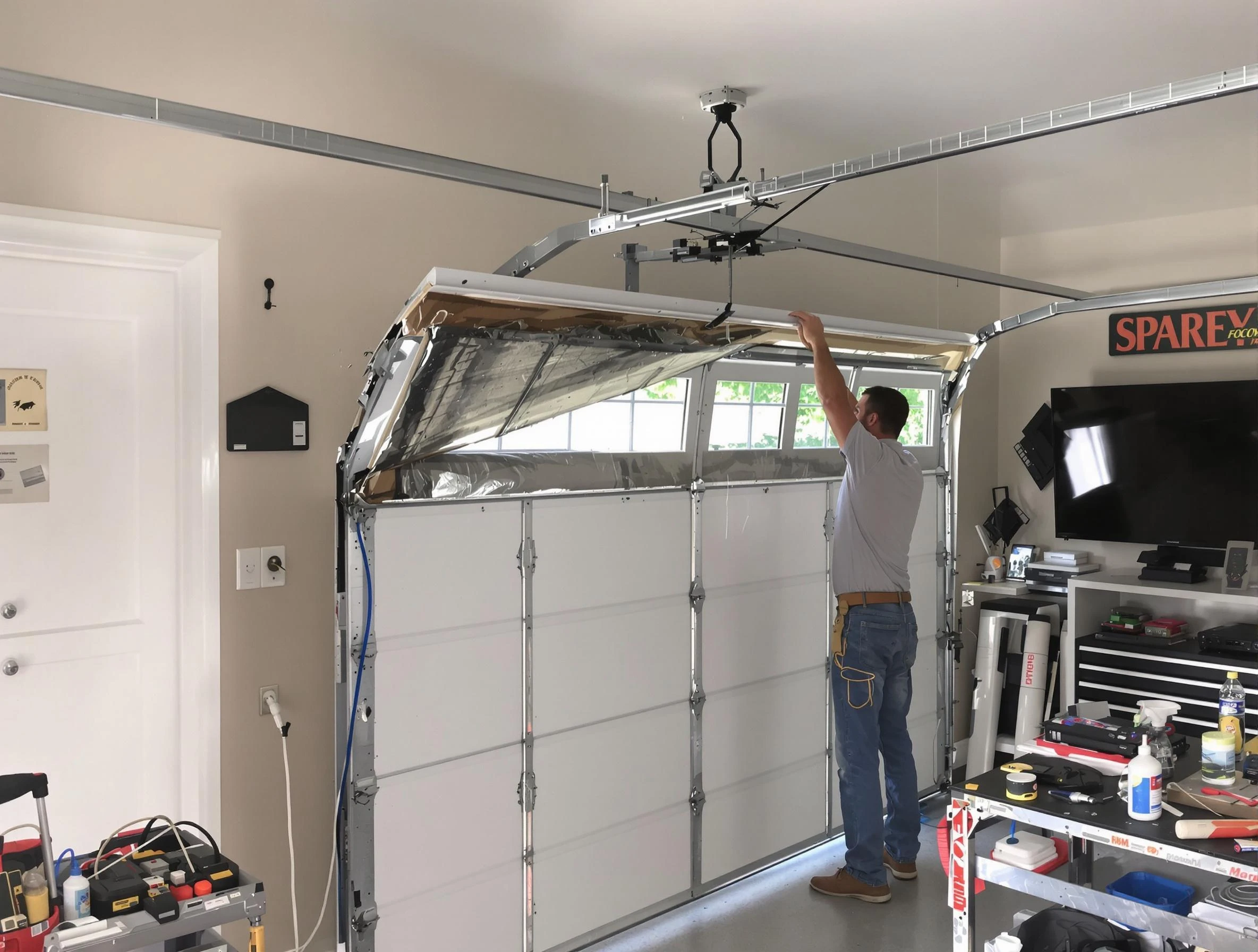 Garage door section replacement by Johns Creek Garage Door Repair in Johns Creek