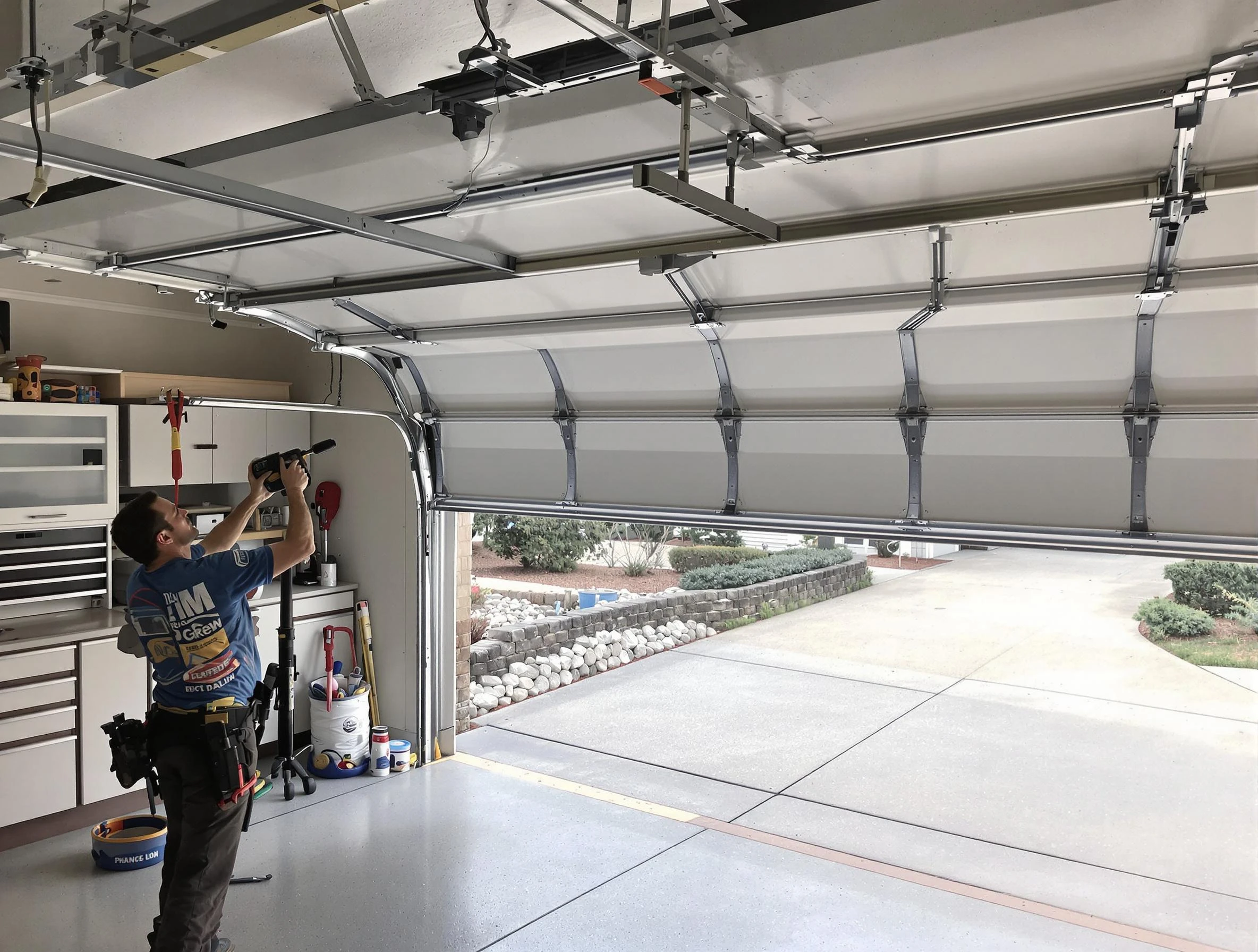 Garage door track repair service by Johns Creek Garage Door Repair in Johns Creek